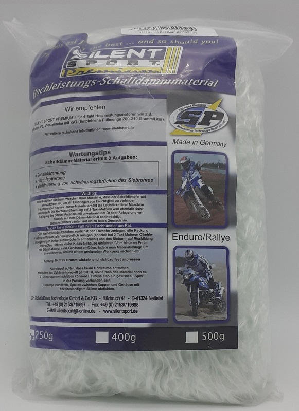 Silents Sport Premium Schalldämpferfüllung 250 gr für 4-Takt MX Enduro und Straßenmotorräder