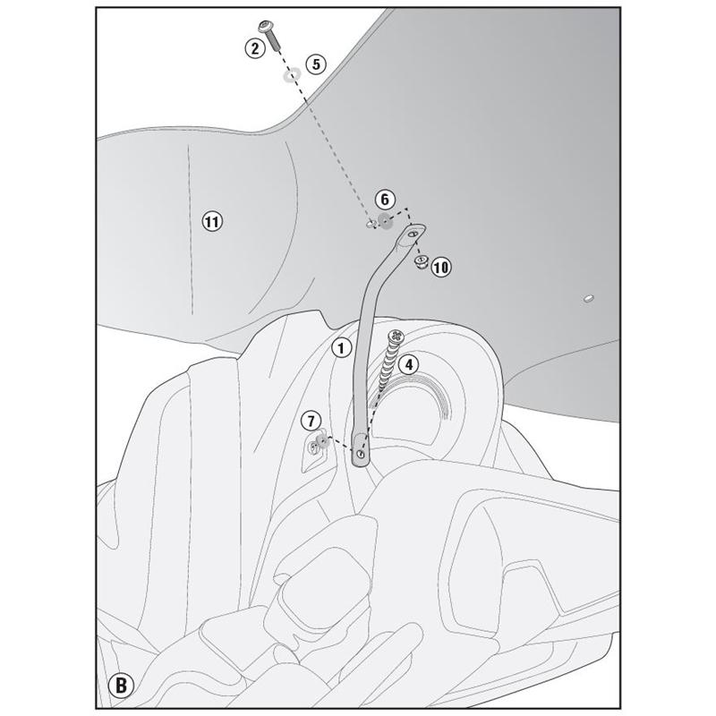 Givi Montagekit D2123KIT zur Montage des 2123DT Windschotts Yamaha NMAX 125-155 2015-2020