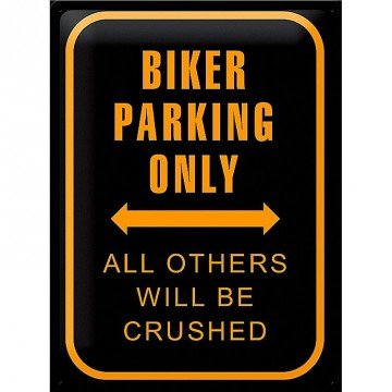 Retro Blechschild Biker Parking Only 30x40