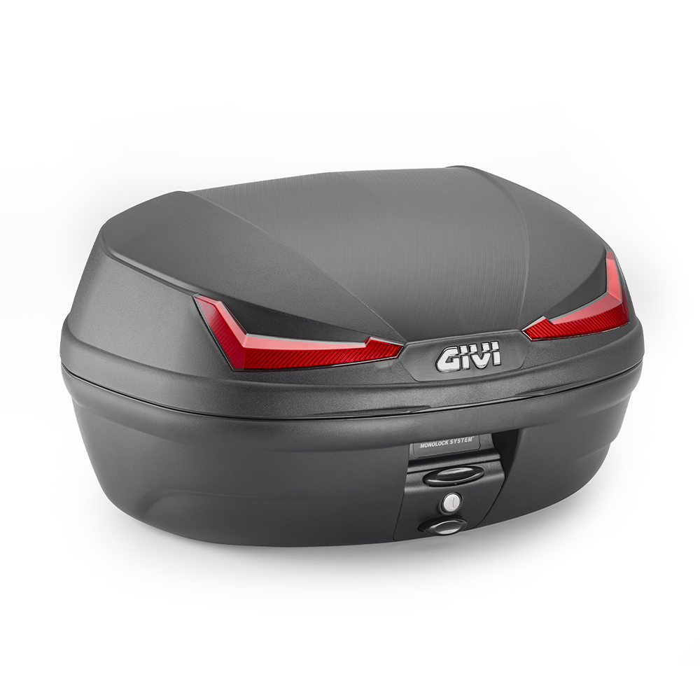 Givi E455N schwarzes Monolock-Topcase 45 Liter roter Reflektor