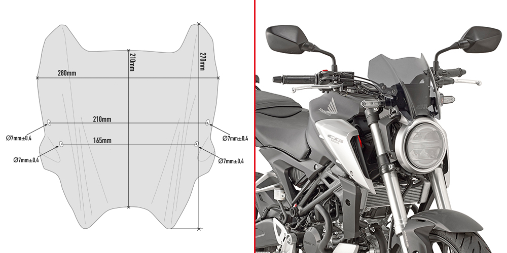 Givi A1164 Getönte Windschutzscheibe Honda CB 125 R / CB 300 R