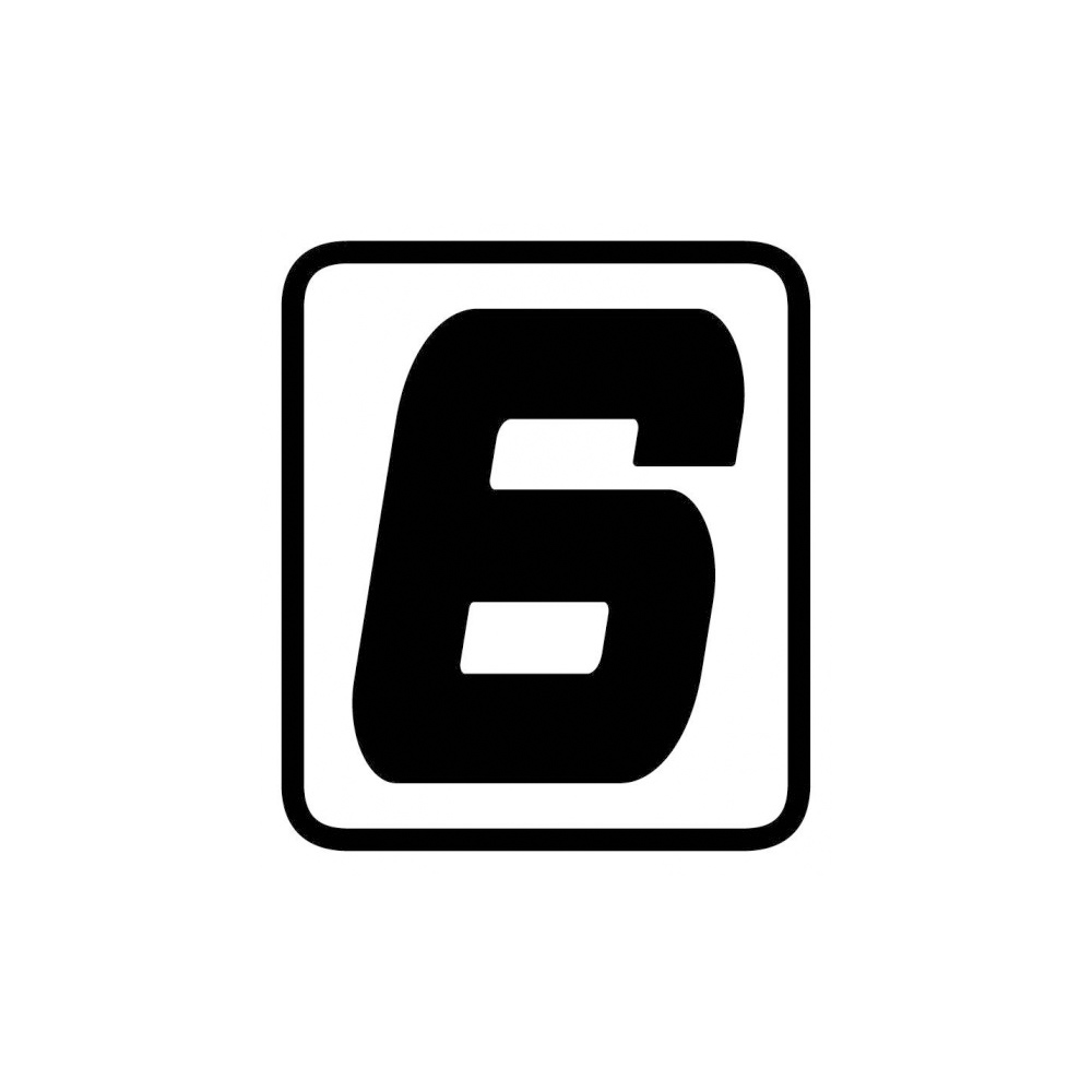 Barracuda sticker startnummer 6 zwart