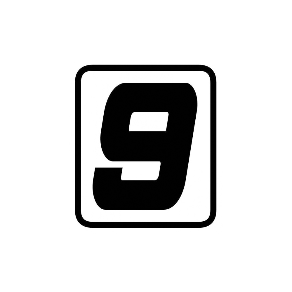 Barracuda sticker startnummer 9 zwart