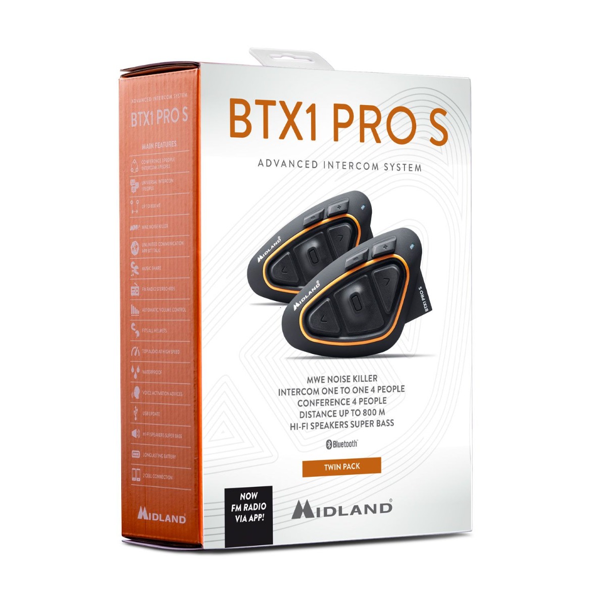 Midland BTX1 Pro S Twin Motorrad-Gegensprechanlage