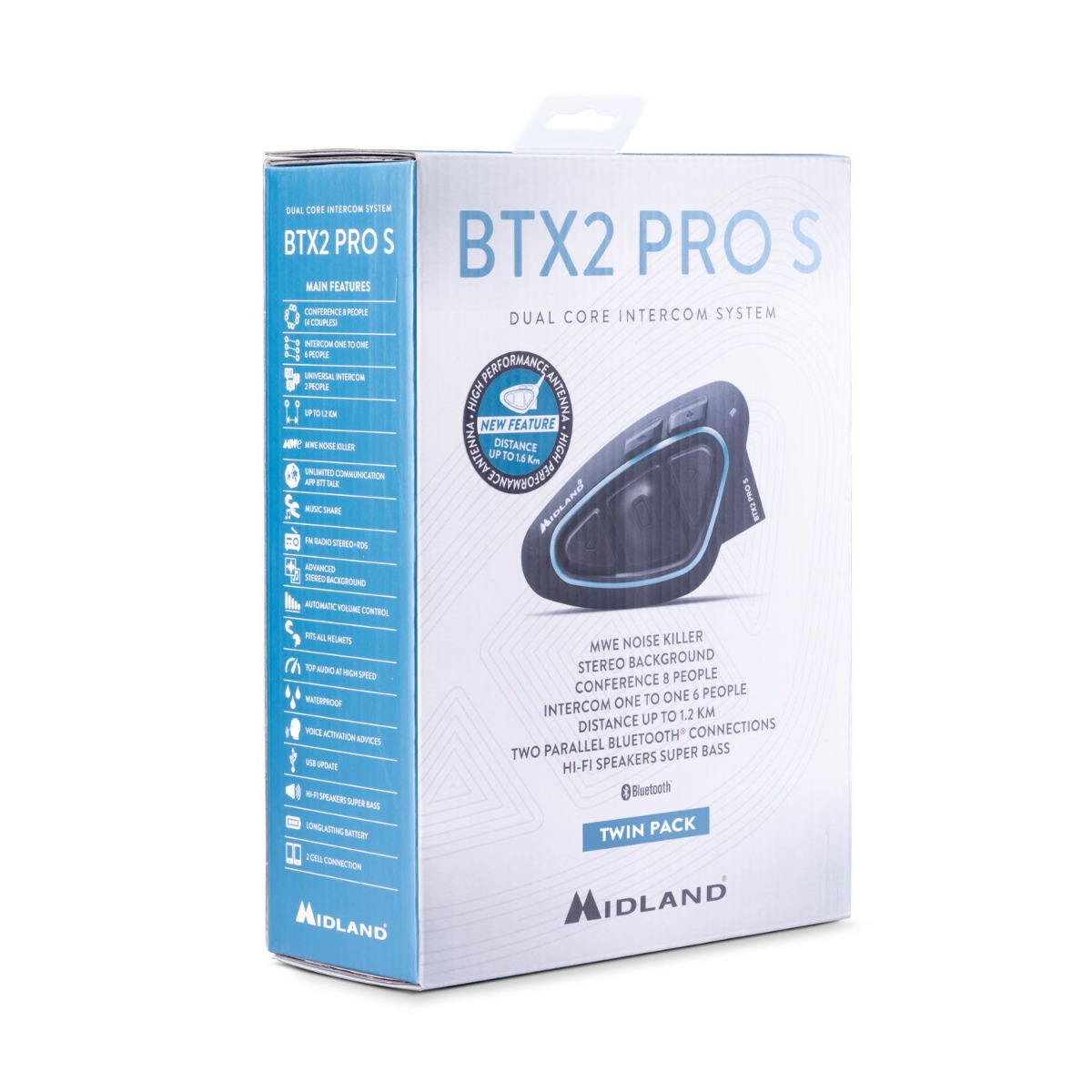 Midland BTX2 Pro S LR Twin Motorrad-Gegensprechanlage