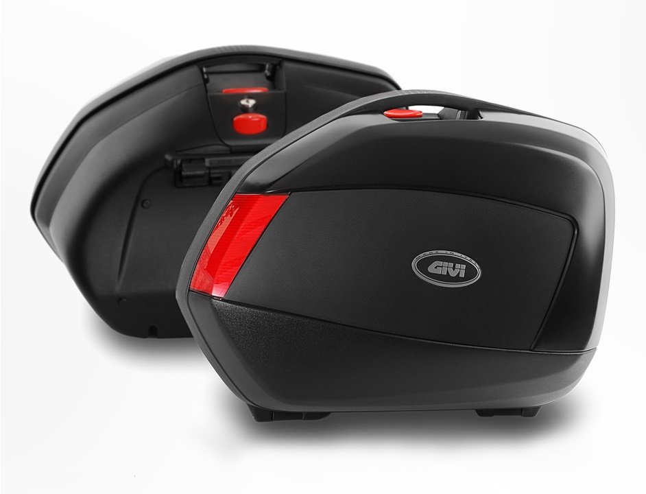 Givi V35N Seitenkoffer satz Schwarz mit roten Reflektoren