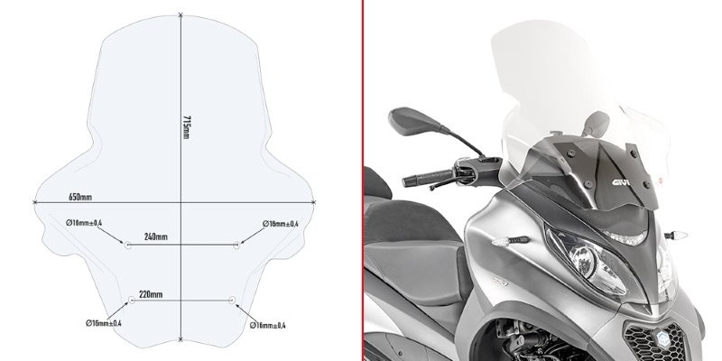 Givi Windschutzscheibe D5613ST für PIAGGIO 350/500 MP3