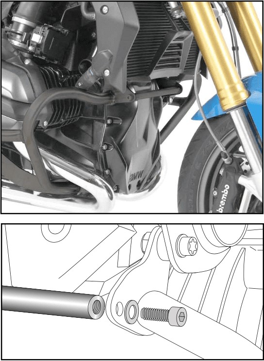 Hepco&Becker Sturzbügel-Anschlusshalter anthrazit BMW R1200GS LC ab 2013 bis 2018