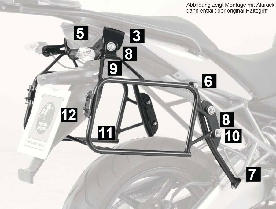 Hepco&Becker Topgepäckträger chrom für Kawasaki EL250/252