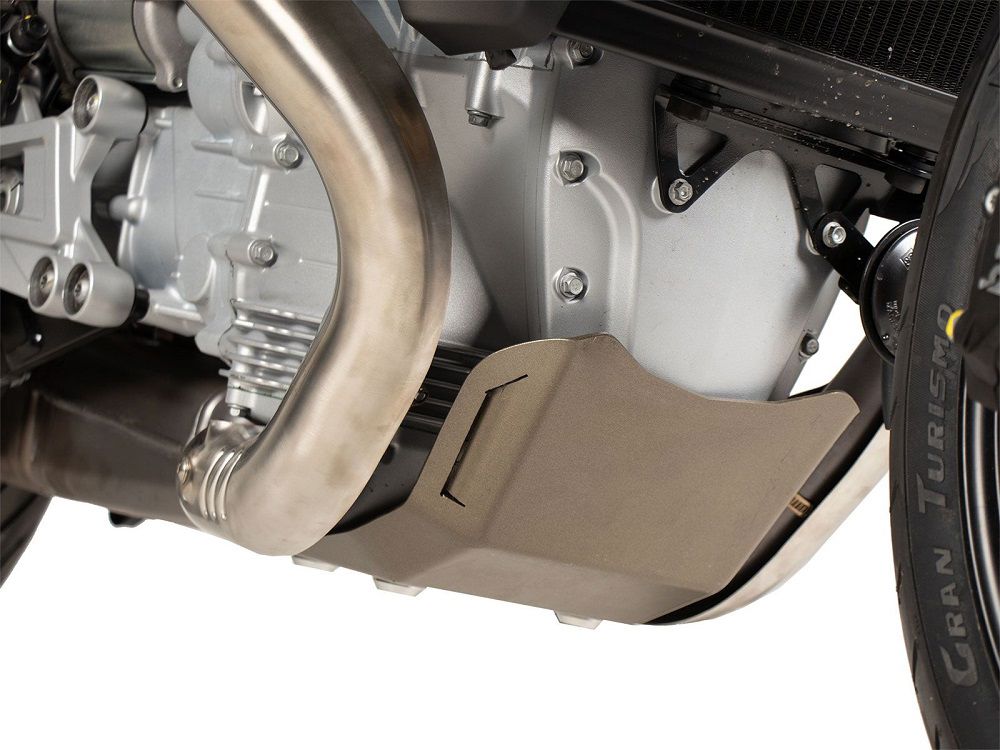 Hepco&Becker titanfarbener Aluminium Kurbelgehäuseschutz für Moto Guzzi V100 Mandelo/S ab 2022