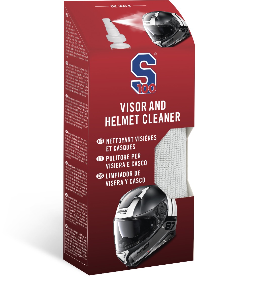 S100 Helm- und Visierreiniger 100 ml mit Mikrofasertuch