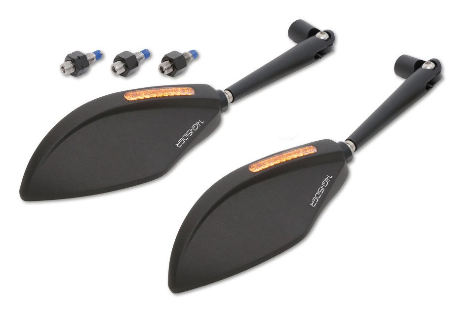 Highsider TOREZZO Spiegel mit LED Blinklicht Schwarz