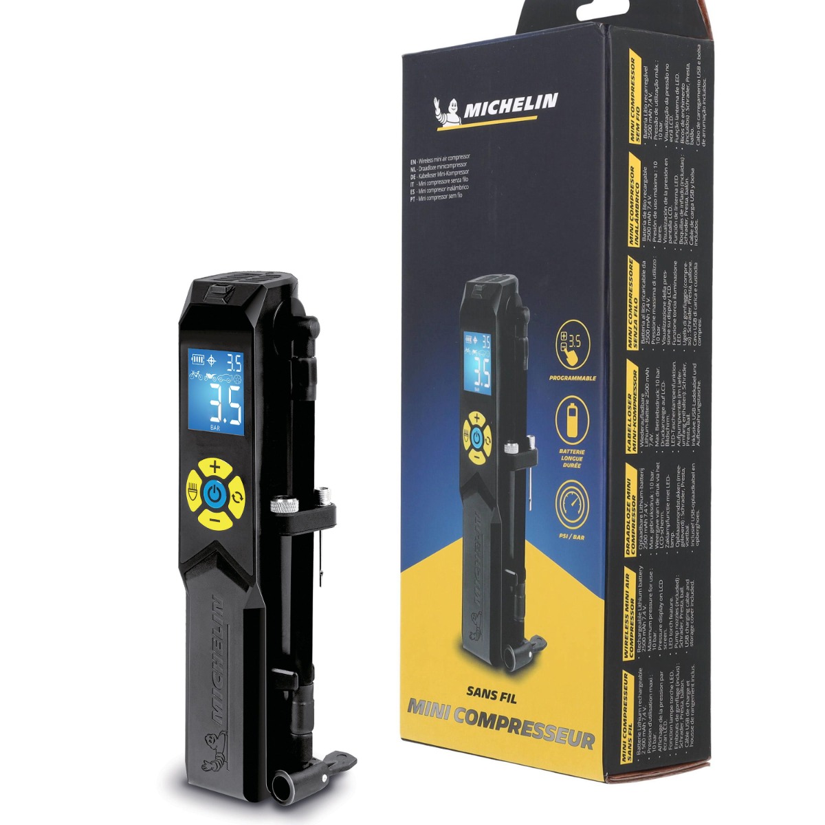 Michelin Kabelloser Mini-Kompressor/Reifenfüller für Fahrrad/Motorrad/Auto