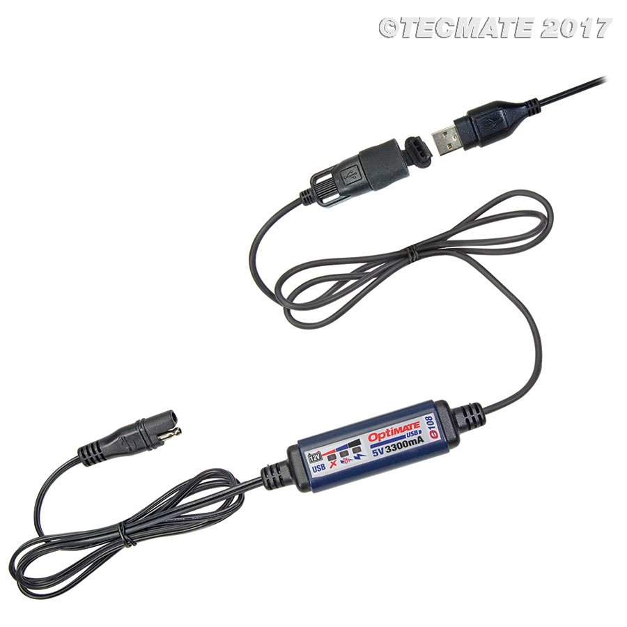 Tecmate Optimate O-108 USB-Ladegerät mit Batterieschutz SAE-Leitung