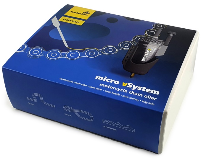 Scottoiler Micro vSystem Vakuum-Kettenschmiersystem universell zur Montage an Motorrädern