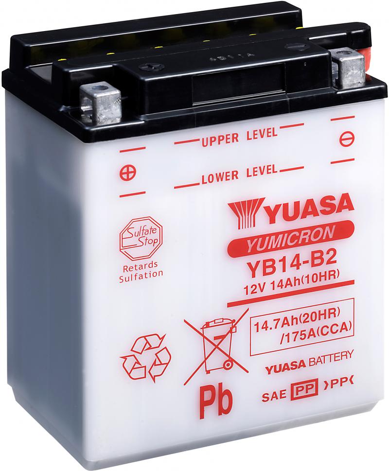 Yuasa Accu YB14-B2 motorfiets accu (zonder zuur)