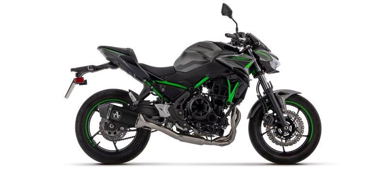 ARROW Racing Motorrad Komplettauspuffanlage mit VELOCE Endschalldämpfer schwarz mit Carbon-Endkappe für Kawasaki Ninja 650 und Z650 ab 2024
