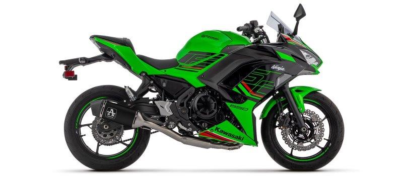 ARROW Komplette Motorradauspuffanlage mit VELOCE Endschalldämpfer schwarz mit Carbon-Endkappe für Kawasaki Ninja 650 und Z650 ab 2024